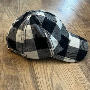 Billabong Black and White Plaid Flannel Baseball Cap